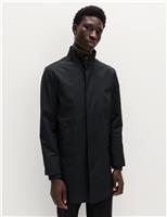 M&S Funnel Neck Mac with Stormwear Black