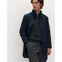 M&S Funnel Neck Mac with Stormwear Navy