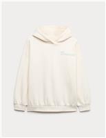 M&S Cotton Rich Dramatic Rose Hoodie (6-16 Yrs) Ecru