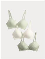 3pk Cotton Non Wired Full Cup T-Shirt Bra A-E