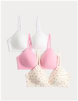 3pk Cotton Non Wired Full Cup T-Shirt Bra A-E