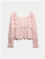 Pure Cotton Ditsy Floral Top (6-16 Yrs)