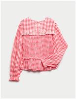 Pure Cotton Gingham Blouse (6-16 Yrs)