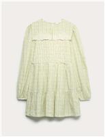 M&S Pure Cotton Checked Dress (6-16 Yrs) Green Mix