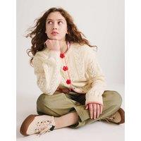 M&S Pure Cotton Rose Cardigan (6-16 Yrs) Ecru Mix