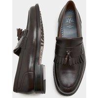 M&S SARTORIAL Leather Fringed Loafers Dark Brown