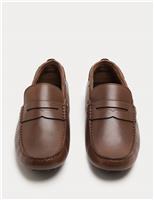 Leather Saddle Driving Loafers