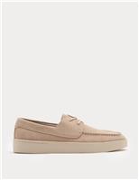 Autograph Suede White Sole Deck Shoes Beige