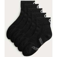 Goodmove 5 Pack Freshfeet Cushioned Cotton Rich Quarter Liner Sport Socks Black