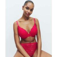 M&S Jasmine Lace Wired Plunge Bra F-H Geranium