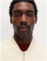 Cotton Blend Knitted Bomber Jacket