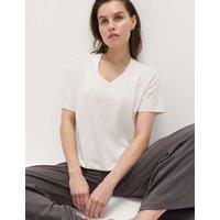 Goodmove Modal Blend V-Neck Lightweight T-Shirt Ivory