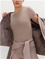 Goodmove Modal Rich Rib Round Neck Fitted T-Shirt Light Aqua