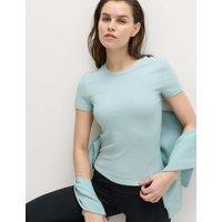Goodmove Modal Rich Rib Round Neck Fitted T-Shirt Light Aqua