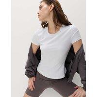 Goodmove Modal Rich Rib Round Neck Fitted T-Shirt White
