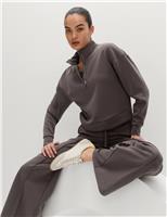 Sandwashed Funnel Neck Half Zip Sweatshirt