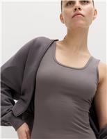 Goodmove Modal Rich Rib Square Neck Fitted Vest Mid Grey