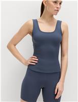 Goodmove Modal Rich Rib Square Neck Fitted Vest Mid Grey