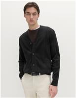 M&S Cotton Rich Boucl Knitted Cardigan Black