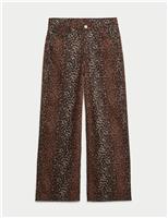 M&S Leopard Print Wide Leg Jeans (6-16 Yrs) Sunstone