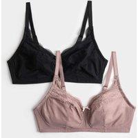M&S 2 Pack Jasmine Lace Total Support Bras B-H Praline