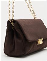 Suedette Croc Effect Double Chain Shoulder Bag