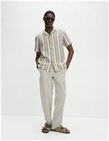 M&S Pure Cotton Striped Short Sleeve Shirt Navy Mix