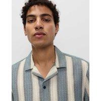 M&S Pure Cotton Striped Short Sleeve Shirt Navy Mix