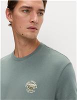 M&S Pure Cotton Vinyl Therapy Graphic T-Shirt Sage Green