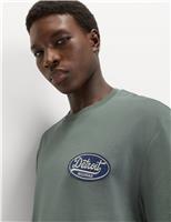 M&S Pure Cotton Detroit Graphic T-Shirt Sage Green