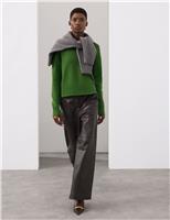 Pure Merino Wool Ribbed Crew Neck Jumper