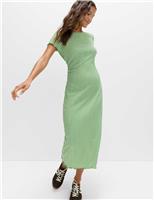 Textured Gingham Midi Column Dress