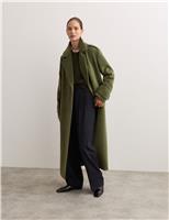 Pure Wool Belted Longline Wrap Coat