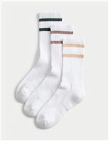 3pk Ribbed Crew Ankle High Socks