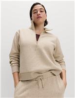 Cotton Rich Half Zip Relaxed Sweatshirt