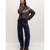 M&S Mid Rise Barrel Jeans Indigo Mix