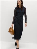 Jersey Mesh Spot Print Midi Column Dress