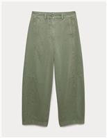 Pure Cotton Twill Studded Barrel Trousers