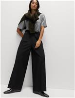 Pleated Wide Leg Trousers with Wool