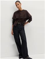 Wool Blend Crew Neck Cape Cardigan