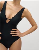 Neoprene Scallop Plunge Swimsuit