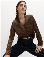 Satin Polka Dot Shawl Collar Shirt