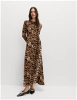 Jersey Animal Print Long Sleeve Maxi Dress