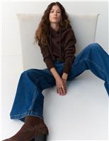 Textured Hoodie with Alpaca