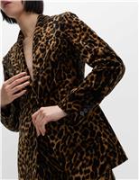 Cotton Velvet Leopard Single Breasted Blazer