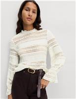 Lace High Neck Blouse with Cotton