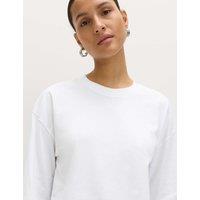 M&S Pure Cotton Striped Boxy Top Soft White