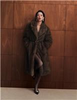 Faux Fur Single Breasted Longline Coat