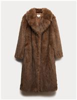 Faux Fur Single Breasted Longline Coat