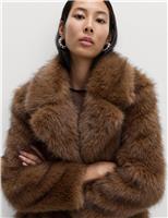 Faux Fur Single Breasted Longline Coat